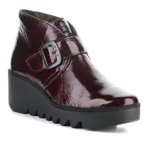 Fly London Women's Wedge Ankle
Boots WINE Patent Leather EU 42, 10.5–11